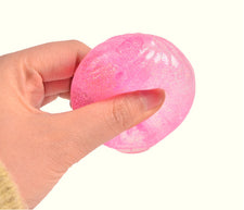 Balle anti stress à paillette transparente bleu