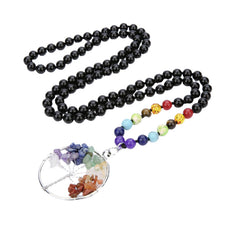Collier Mala de prière 7 Chakra en Onyx 