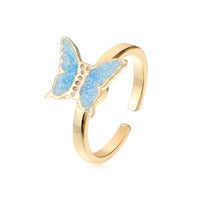 Bague Papillon bleu anxieuse