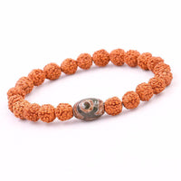 Bracelet en graines de Rudraksha naturelles et œil de Dzi