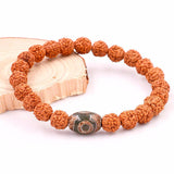 Bracelet en graines de Rudraksha naturelles et œil de Dzi