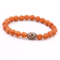 Bracelet en graines de Rudraksha naturelles et œil de Dzi