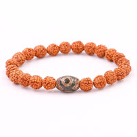 Bracelet en graines de Rudraksha naturelles et œil de Dzi