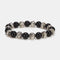 Bracelets en Onyx Noir Naturel et Perles gravées du Mantra « OM » }