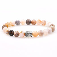 Bracelets multi couleurs en pierres naturelles d’Onyx et tête de Bouddha