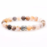 Bracelets multi couleurs en pierres naturelles d’Onyx et tête de Bouddha