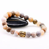 Bracelets multi couleurs en pierres naturelles d’Onyx et tête de Bouddha