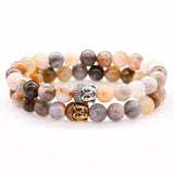 Bracelets multi couleurs en pierres naturelles d’Onyx et tête de Bouddha