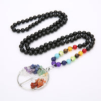Collier Mala de prière 7 Chakra en Onyx 