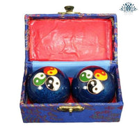 Boules chinoise yin yang bleu