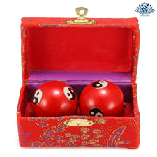 Boules chinoises rouge Yin Yang
