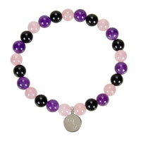 Bracelet Quartz Rose Améthyste et Onyx Noir