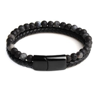 Bracelet Anti-Stress Obsidienne Cuir