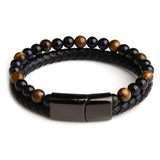 Bracelet Anti-Stress Cuir Obsidienne