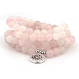 Mala 108 «chakra du coeur» en perles en Cristal rose naturel et son charme