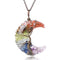 Pendentif «Éclat et Harmonie Spirituelle» des 7 Chakras en forme de Lune et Arbre de Vie }