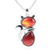 Pendentif en forme de chat en Acier Inoxydable et Pierre Naturelle }