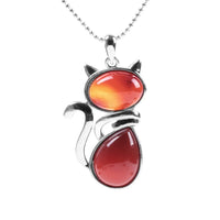 Pendentif en forme de chat en Acier Inoxydable et Pierre Naturelle