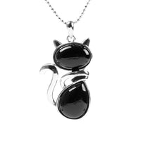 Pendentif en forme de chat en Acier Inoxydable et Pierre Naturelle