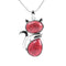 Pendentif en forme de chat en Acier Inoxydable et Pierre Naturelle }