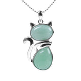 Pendentif en forme de chat en Acier Inoxydable et Pierre Naturelle