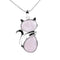 Pendentif en forme de chat en Acier Inoxydable et Pierre Naturelle }