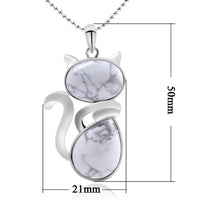 Pendentif en forme de chat en Acier Inoxydable et Pierre Naturelle
