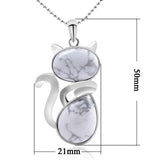 Pendentif en forme de chat en Acier Inoxydable et Pierre Naturelle