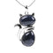Pendentif en forme de chat en Acier Inoxydable et Pierre Naturelle }