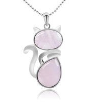 Pendentif en forme de chat en Acier Inoxydable et Pierre Naturelle