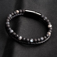 Bracelet Anti-Stress Obsidienne Cuir
