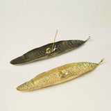 Porte Encens Feuille d'or Zen